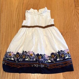 Janie and Jack White Dress with Blue Floral Design